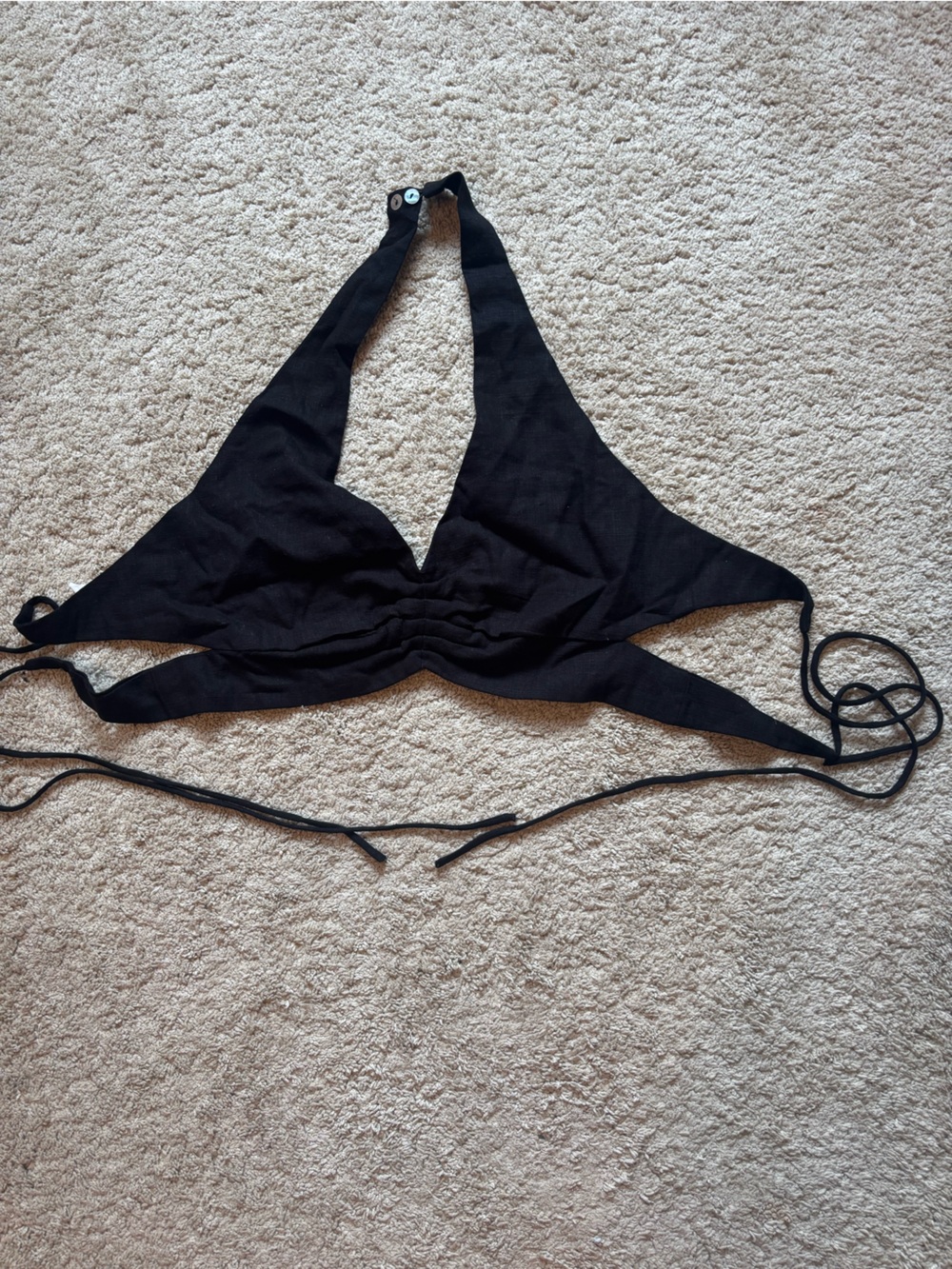 Women's Black Halter Tie Bikini Top